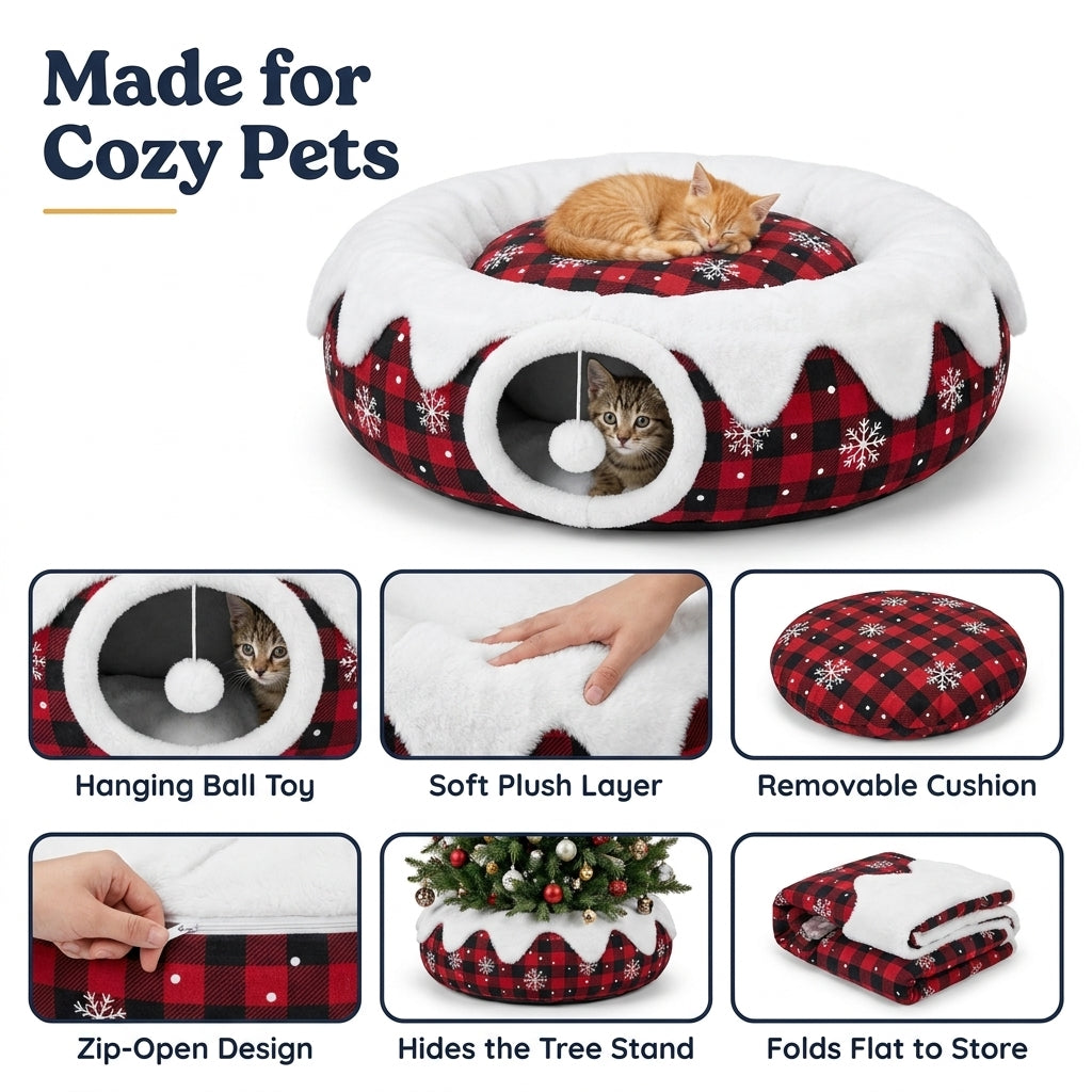 3-in-1 Christmas Tree Skirt & Pet Bed