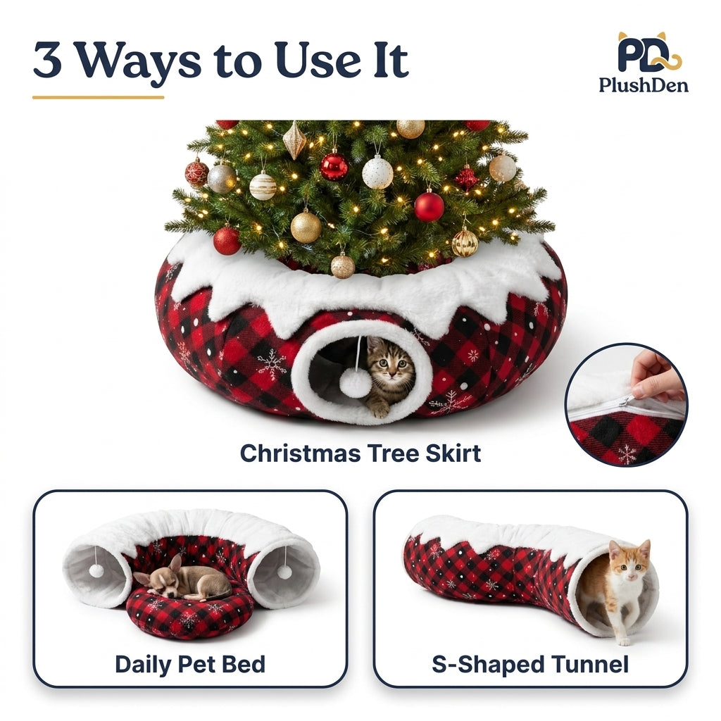 3-in-1 Christmas Tree Skirt & Pet Bed
